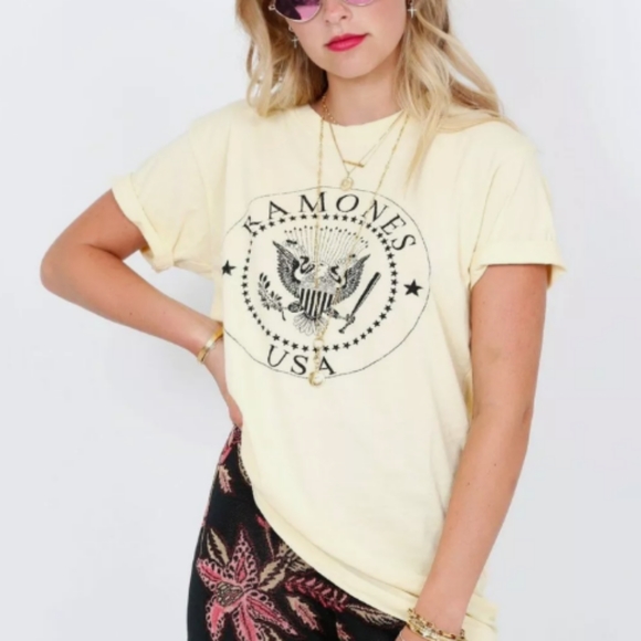 Daydreamer Revolve Yellow Ramones XS Top New - Picture 2 of 10